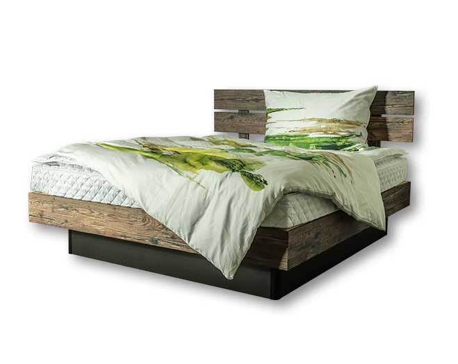 Holzwasserbett Altholz mit Massivholz-Kopfteil